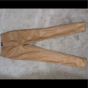 FAUX CROCODILE TAN PANTS (MISSGUIDED)